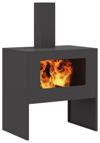 vidaXL Φούρνος με Καμινάδα Μαύρος 60x40x96 εκ Ατσάλι
