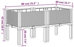 Ζαρντινιέρα Κήπου με Πόδια Καφέ 80x40x42 εκ. Πολυπροπυλένιο - Καφέ