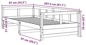 Καναπές Κρεβάτι Χωρίς Στρώμα Καφέ 80x200 εκ. Μασίφ Ξύλο Πεύκου - Καφέ