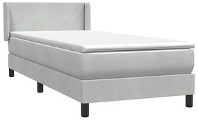 vidaXL Κρεβάτι Boxspring με Στρώμα Ανοιχτό Γκρι 80x210 εκ. Βελούδινο