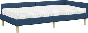 vidaXL Κρεβάτι γωνίας με στρώμα με στρώμα 2 pcs Μπλε ύφασμα