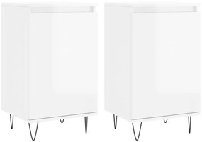 vidaXL Ντουλάπια 2 τεμ. Γυαλιστ. Λευκό 40x35x70 εκ. από Επεξεργ. Ξύλο