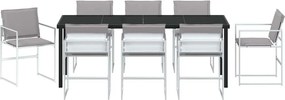 vidaXL Σέτ φαγητού για κήπο 9 pcs Λευκό 200 x 80 x 73 εκ