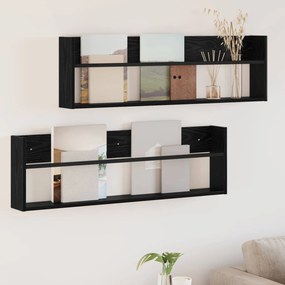 vidaXL Ράφι Περιοδικών με ράφι 2 pcs Μαύρη Οξυά 100 x 12 x 30 εκ