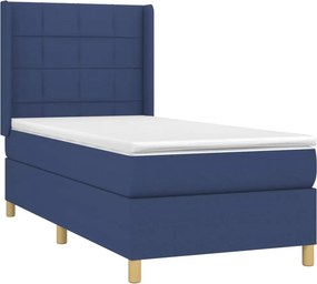 vidaXL Κρεβάτι Boxspring με Στρώμα Μπλε 100 x 200 εκ. Υφασμάτινο