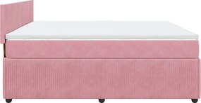 vidaXL Κρεβάτι Boxspring με Στρώμα Ροζ 200x200 εκ. Βελούδινο