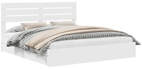 vidaXL Κρεβάτι Αποθήκης Λευκό 200 x 200 cm Επεξεργασμένο ξύλο