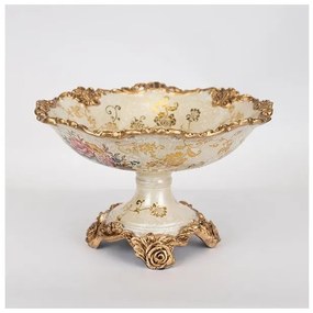 Μπωλ Με Πόδι Πορσελάνη Μπεζ-Χρυσό 21x21x15cm 752-21077 Estheti-752-21077-Μπεζ 752-21077