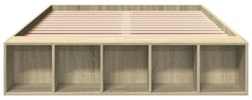 vidaXL Πλαίσιο Κρεβατιού Sonoma Δρυς 135x190 εκ. Επεξεργασμένο Ξύλο