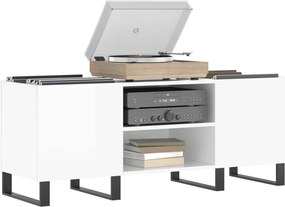 vidaXL Δισκοθήκη Γυαλιστερή Λευκή 121x38x48 εκ. από Επεξεργασμένο Ξύλο