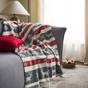 Κουβέρτα Καναπέ Fianna 116 Grey-Red Gofis Home 130X170 130x170cm Βαμβάκι-Πολυέστερ