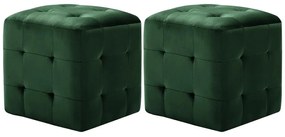Σκαμπό Πουφ 2 τεμ. Πράσινα 30 x 30 x 30 εκ. Βελούδινο Ύφασμα - Πράσινο
