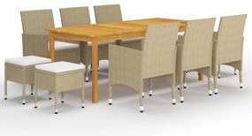 vidaXL Σετ Τραπεζαρίας Κήπου 11 τεμ. Μπεζ