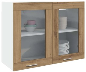 Κρεμαστό Γυάλινο Ντουλάπι "Lyon" από Τεχνητό Δρυ 80x31x60 εκ. από Τεχνητό Ξύλο