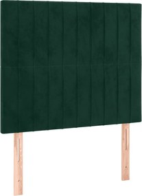 vidaXL Κρεβάτι Boxspring με Στρώμα &amp; LED Σκ. Πράσινο 80x200 εκ Βελούδο