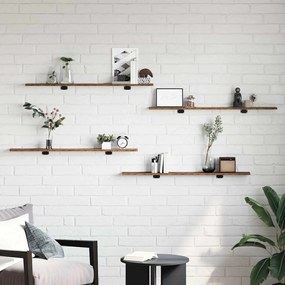 vidaXL Ράφι Βιβλίων 4 pcs Καφέ 100 x 10 x 1,5 cm Επεξεργασμένο ξύλο