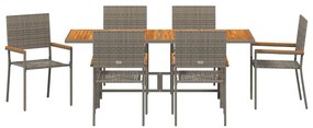 vidaXL Σέτ φαγητού για κήπο 7 pcs Γκρι συνθετικό ρατάν