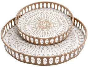 Διακοσμητικοί Δίσκοι (Σετ 2Τμχ) 168-125-037 38x5cm Beige-White Μέταλλο