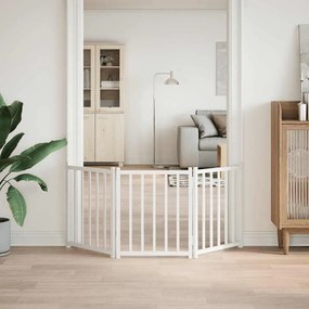 vidaXL Διαχωριστικό Σκύλων Πτυσσόμενο 3 Πάνελ Λευκό 150 εκ Μασίφ Ελάτη