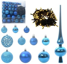 vidaXL Τεχνητό Προφωτισμένο Χριστουγεννιάτικο Δέντρο με Σετ Μπαλών PET