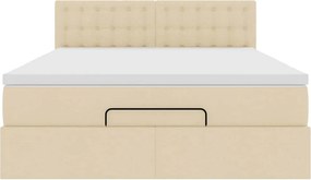vidaXL Οθωμανικό κρεβάτι με στρώμα Cream 140x190cm ύφασμα