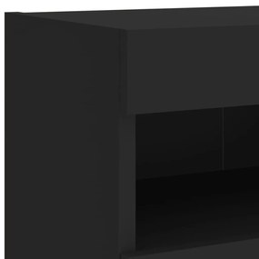 Έπιπλο Τοίχου Τηλεόρασης με LED Μαύρο 80x30x40 εκ. - Μαύρο