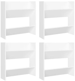 vidaXL Παπουτσοθήκες Τοίχου 4 τεμ. Λευκές 60x18x60 εκ. από Επεξ. Ξύλο
