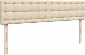 vidaXL Οθωμανικό κρεβάτι με στρώμα Cream 200x200 cm Ύφασμα