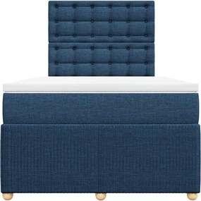 vidaXL Κρεβάτι Boxspring με Στρώμα Μπλε 120x200 εκ. Υφασμάτινο