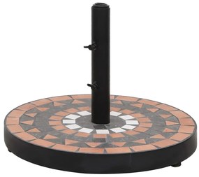 vidaXL Βάση Ομπρέλας Στρογγυλή Τερακότα και Λευκό 12 κιλών