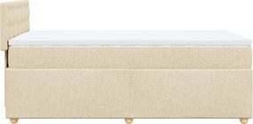 vidaXL Κρεβάτι Boxspring με Στρώμα Κρεμ 90x190 εκ.Υφασμάτινο
