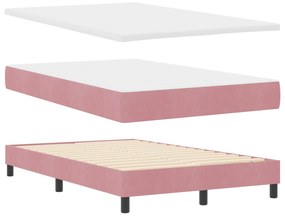 vidaXL Κρεβάτι Box Spring με Στρώμα & LED Ροζ 120x190 εκ. Βελούδο