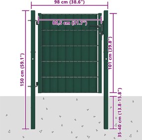 vidaXL Πόρτα Περίφραξης Πράσινη 100x100 εκ. από PVC και Ατσάλι