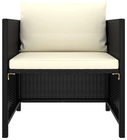 vidaXL Καναπές Κήπου Μαύρος από Συνθετικό Ρατάν με Μαξιλάρια