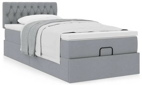 Οθωμανικό κρεβάτι με στρώμα ανοιχτό γκρι 90x190cm ύφασμα 3311504