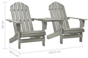 vidaXL Καρέκλες Κήπου Adirondack με Τραπέζι Γκρι από Μασίφ Ξύλο Ελάτης