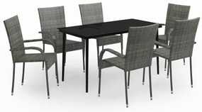 vidaXL Σετ Τραπεζαρίας Κήπου 7 Τεμαχίων Γκρι / Μαύρο