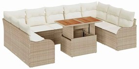 vidaXL Σετ Καναπέ Κήπου με αποθήκευση 10 pcs Μπεζ Πολυ ράταν
