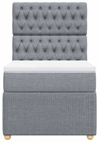 vidaXL Κρεβάτι Boxspring με Στρώμα Ανοιχτό Γκρι 90x190 εκ. Υφασμάτινο