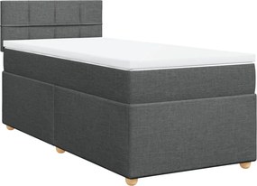 vidaXL Κρεβάτι Boxspring με Στρώμα Σκούρο Γκρι 90x200 εκ. Υφασμάτινο