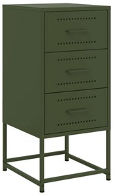 vidaXL Κομοδίνο Πράσινο Λαδί 36x39x78 εκ. από Χάλυβα