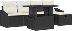 vidaXL Σετ Καναπέ Κήπου με μαξιλάρι 6 pcs Μαύρο Πολυ ράταν