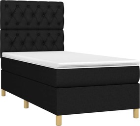 vidaXL Κρεβάτι Boxspring με Στρώμα Μαύρο 80 x 200 εκ. Υφασμάτινο
