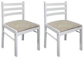 Καρέκλες Τραπεζαρίας 2 τεμ. Λευκές Καουτσουκόδεντρο/Βελούδο - Λευκό