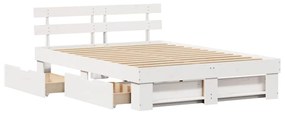 vidaXL Σκελετός Κρεβατιού Λευκό 150 x 200 cm Μασίφ ξύλο πεύκου
