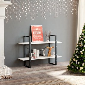 vidaXL Βιβλιοθήκη με 2 Ράφια Λευκή 100x30x70 εκ. από Μασίφ Ξύλο Πεύκου