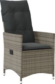 vidaXL Σετ Τραπεζαρίας Κήπου 7 τεμ. Γκρι Συνθ. Ρατάν με Μαξιλάρια