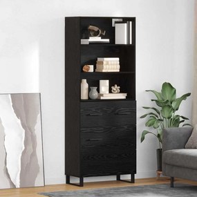 vidaXL Highboard με συρτάρι 2 pcs Μαύρη Οξυά Επεξεργασμένο ξύλο