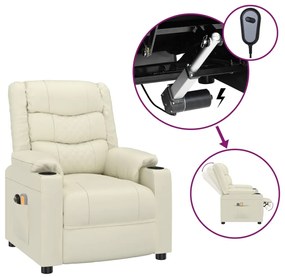vidaXL Πολυθρόνα Μασάζ Ηλεκτρική Κρεμ από Συνθετικό Δέρμα