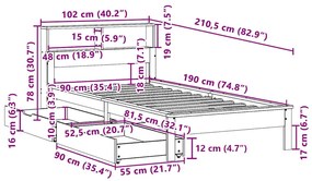 ΚΡΕΒΑΤΙ ΒΙΒΛΙΟΘΗΚΗ ΧΩΡΙΣ ΣΤΡΩΜΑ 90X190 ΕΚ ΜΑΣΙΦ ΞΥΛΟ ΠΕΥΚΟΥ 3309830